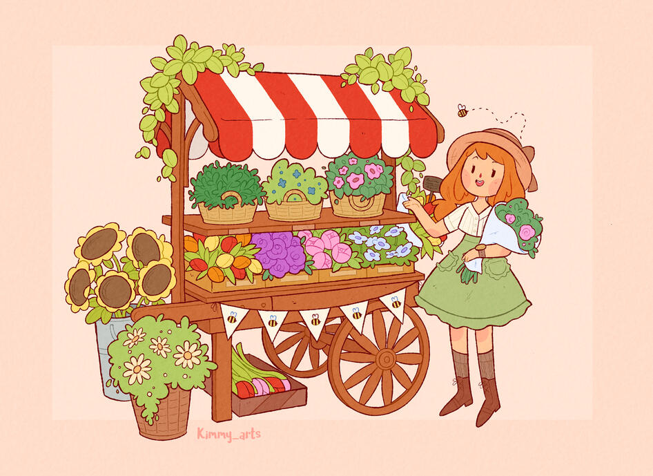 Flower Cart Illustration